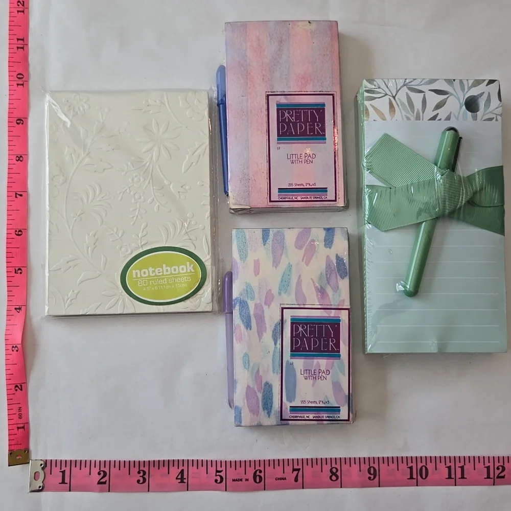 NWT 2 Vintage Pretty Paper Little Pad With Pen Sets 1 Jumbo Memo Pad 1 Mini Book